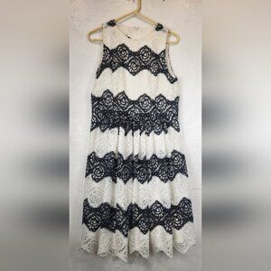 White House Black Market Black And White Lace Sleeveless Dress‎ Womens 14
